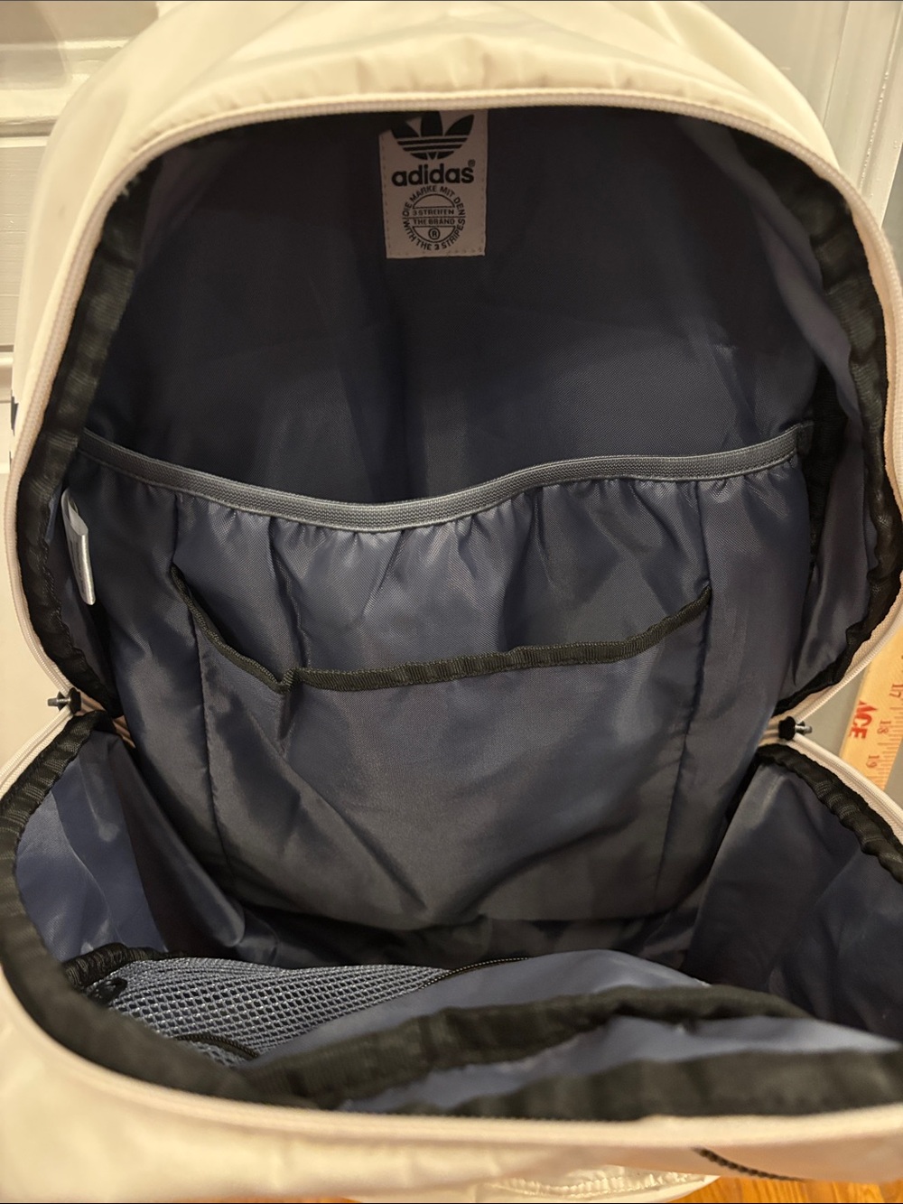 adidas Cream/Off-White Backpack with Trefoil Patch - Picture 3 of 4